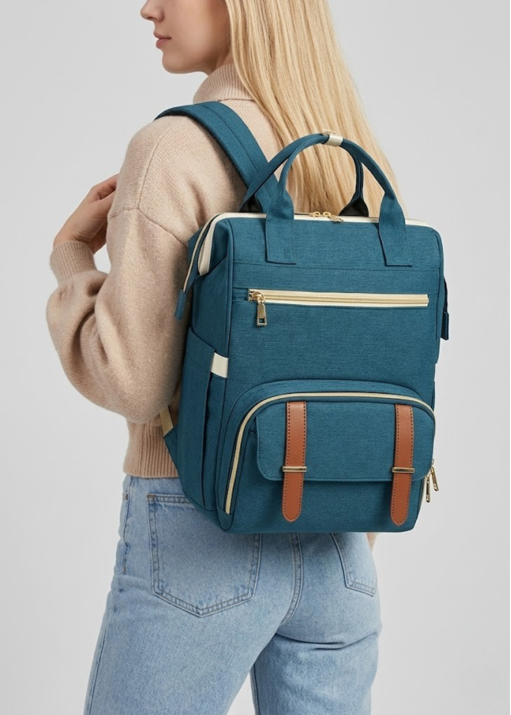 2-in-1 Laptop Backpack with Detachable Lunch Box in Blue