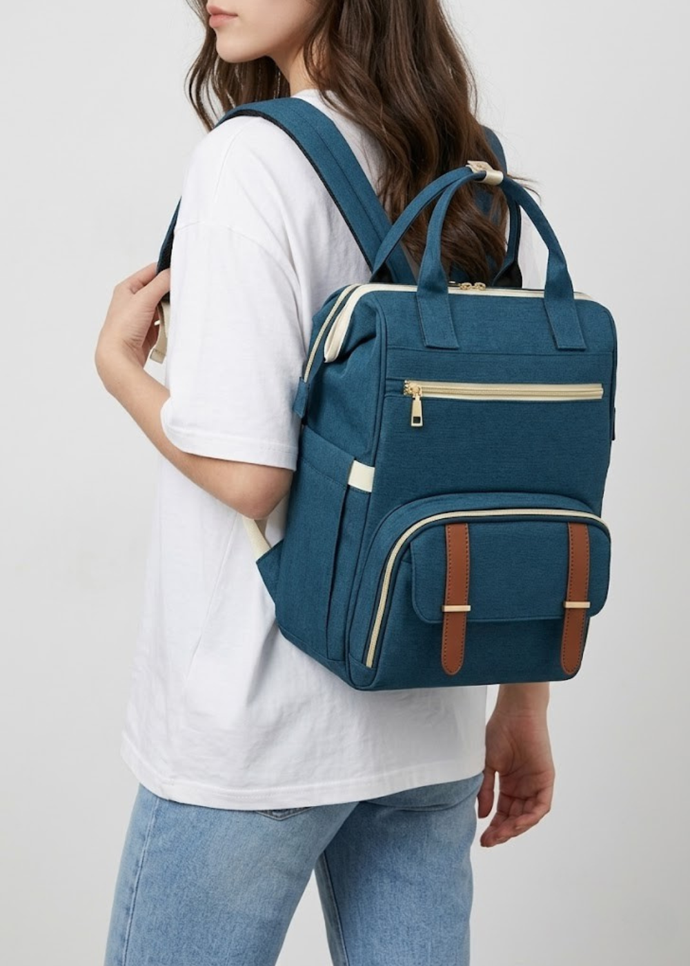 2-in-1 Laptop Backpack with Detachable Lunch Box in Blue