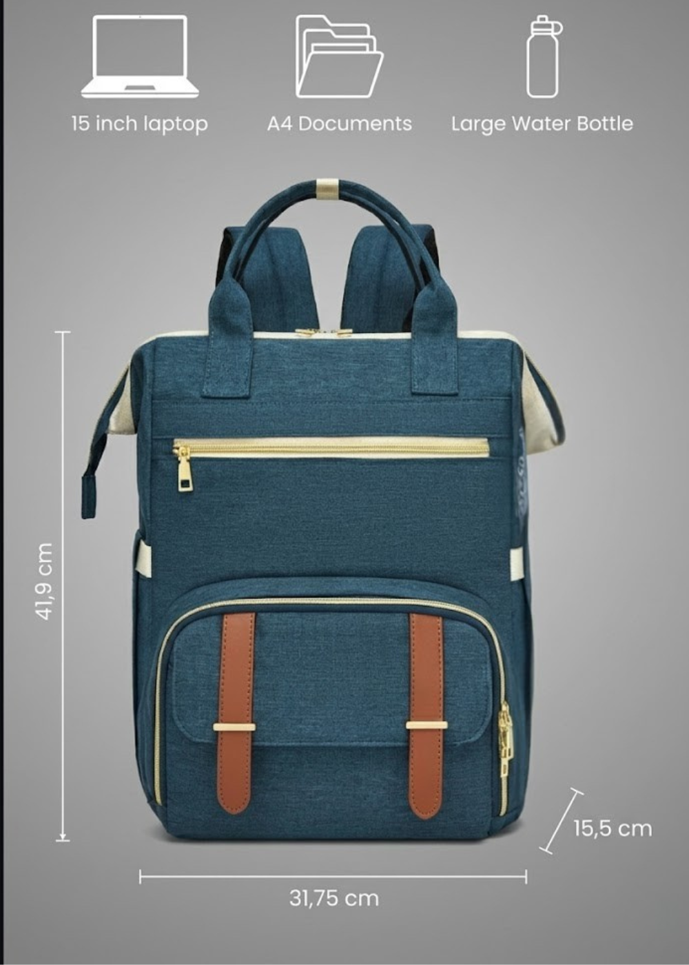 2-in-1 Laptop Backpack with Detachable Lunch Box in Blue