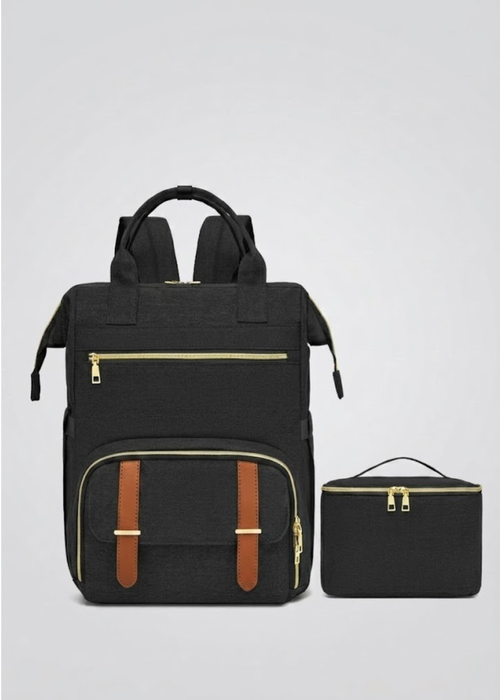 2-in-1 Laptop Backpack with Detachable Lunch Box in Black
