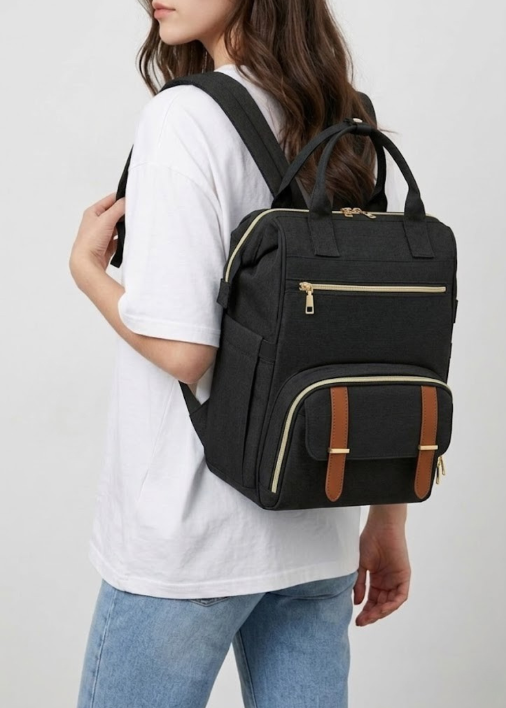 2-in-1 Laptop Backpack with Detachable Lunch Box in Black