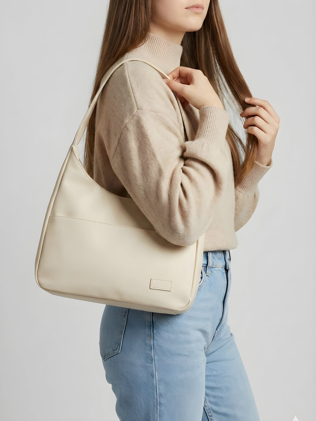 Compact Structured Shoulder Bag in White