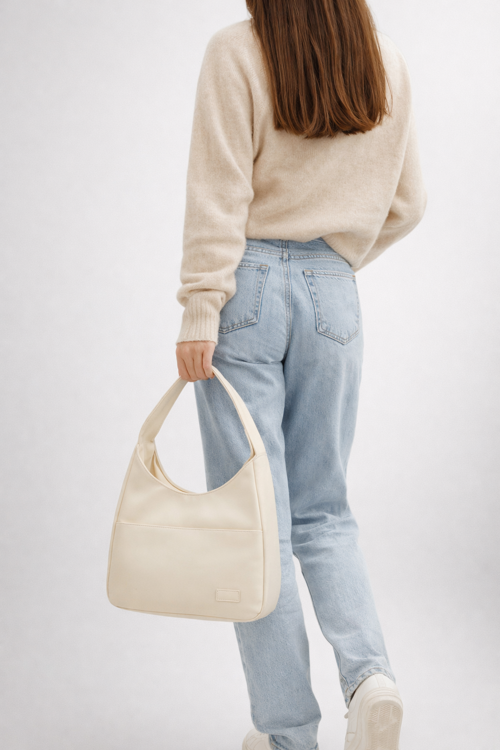 Compact Structured Shoulder Bag in White