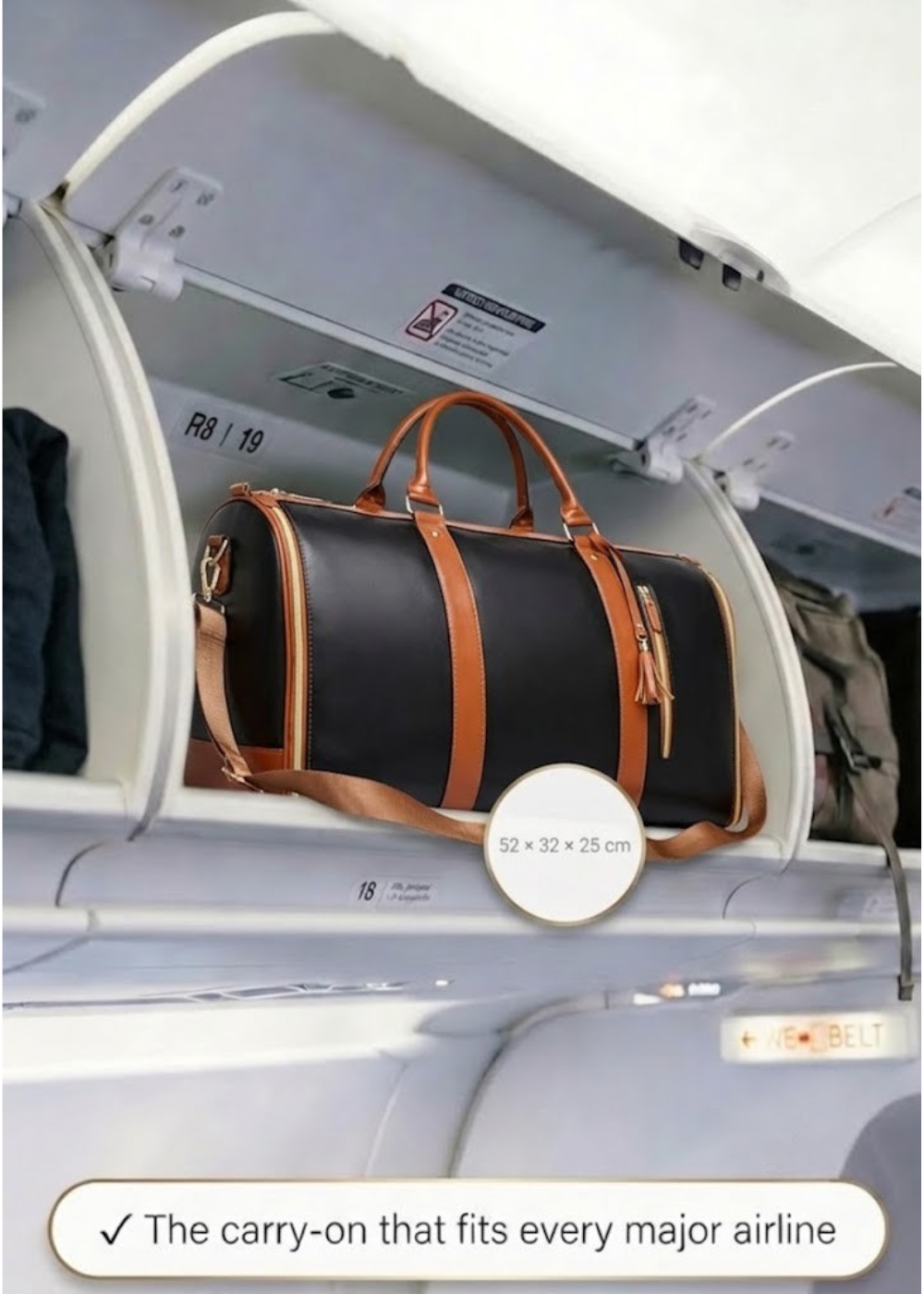 Vegan Leather Weekender Bag 50L in Black and Brown