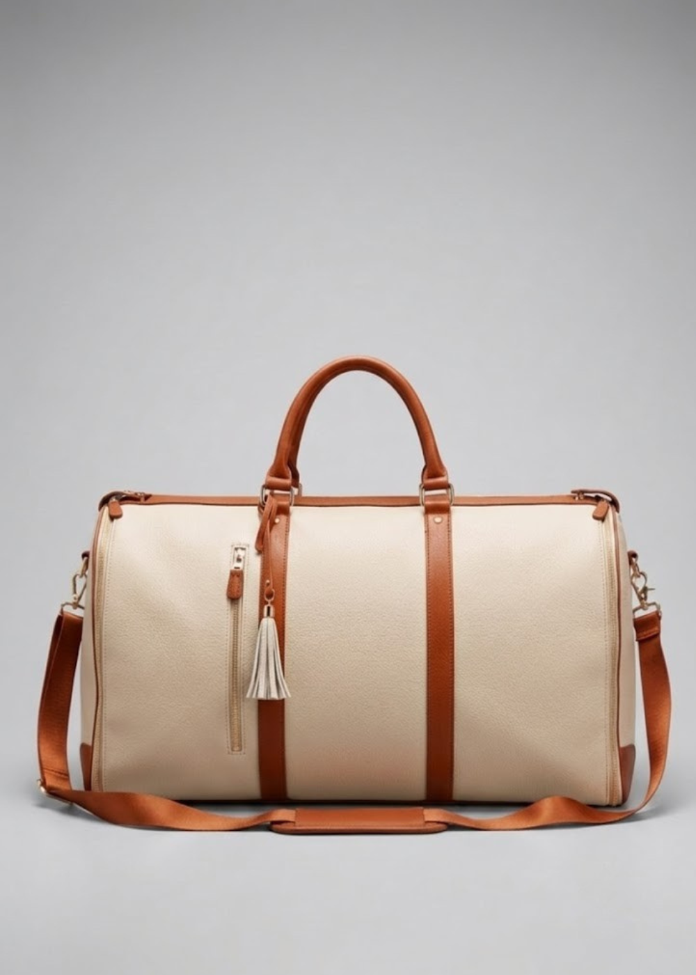 Vegan Leather Weekender Bag 50L in Beige