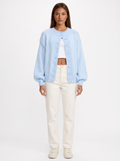 Oversized Ribbed Cardigan with Balloon Sleeves