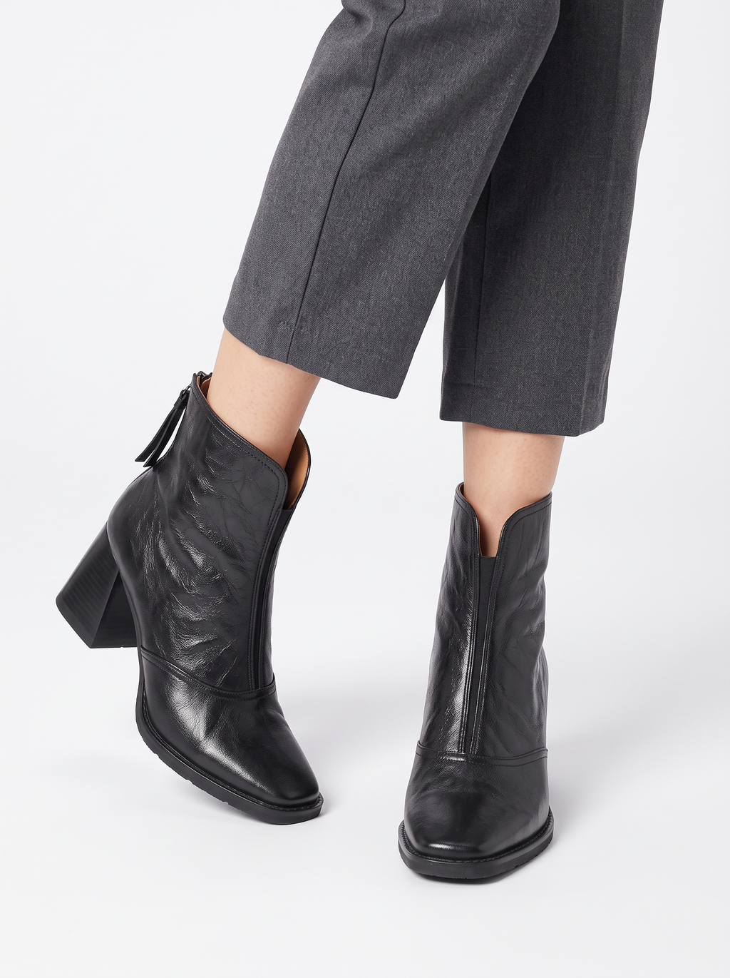 Square Toe Block Heel Ankle Boots