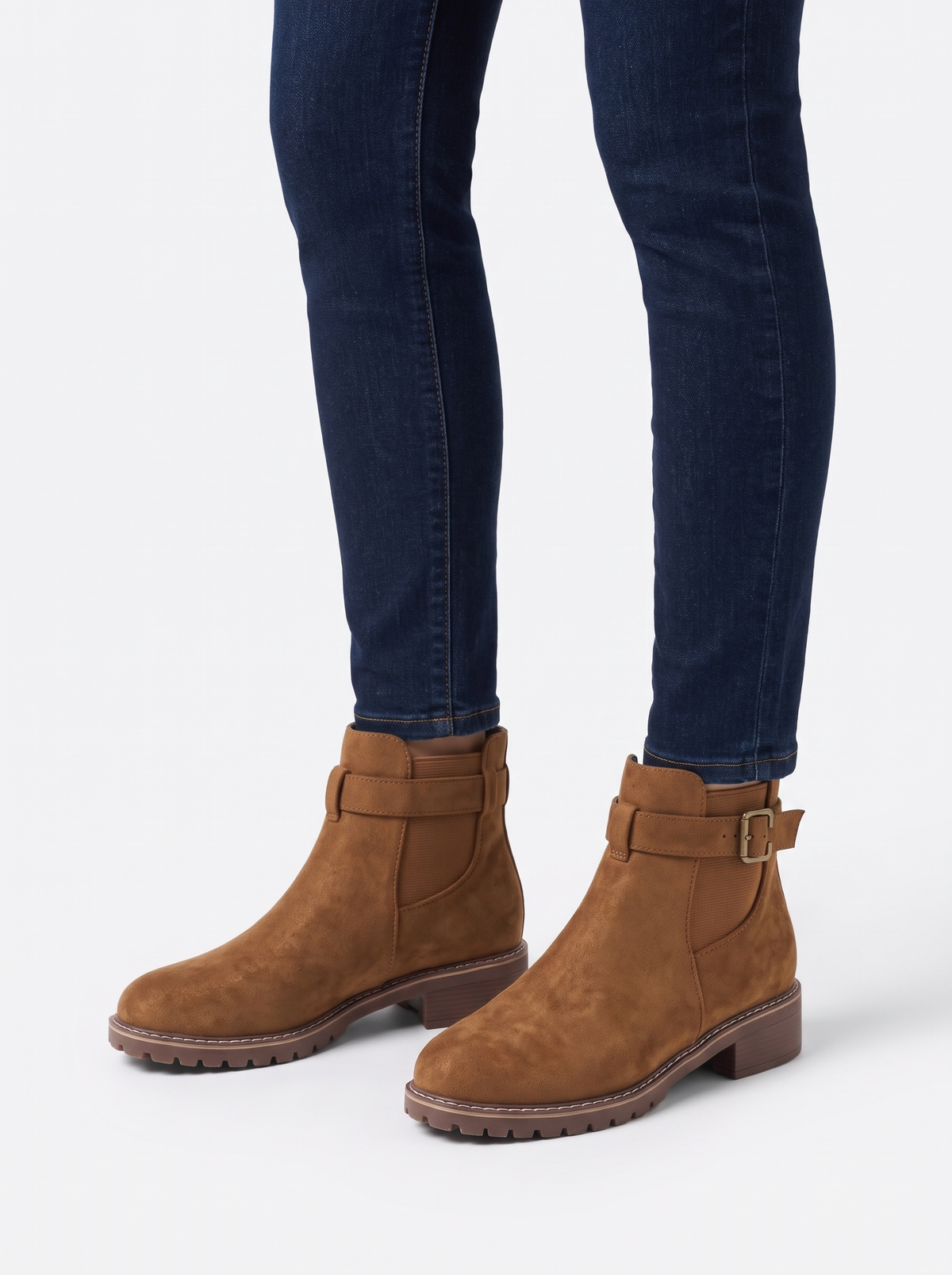 Suede Chelsea Boots with Buckle and Chunky Sole