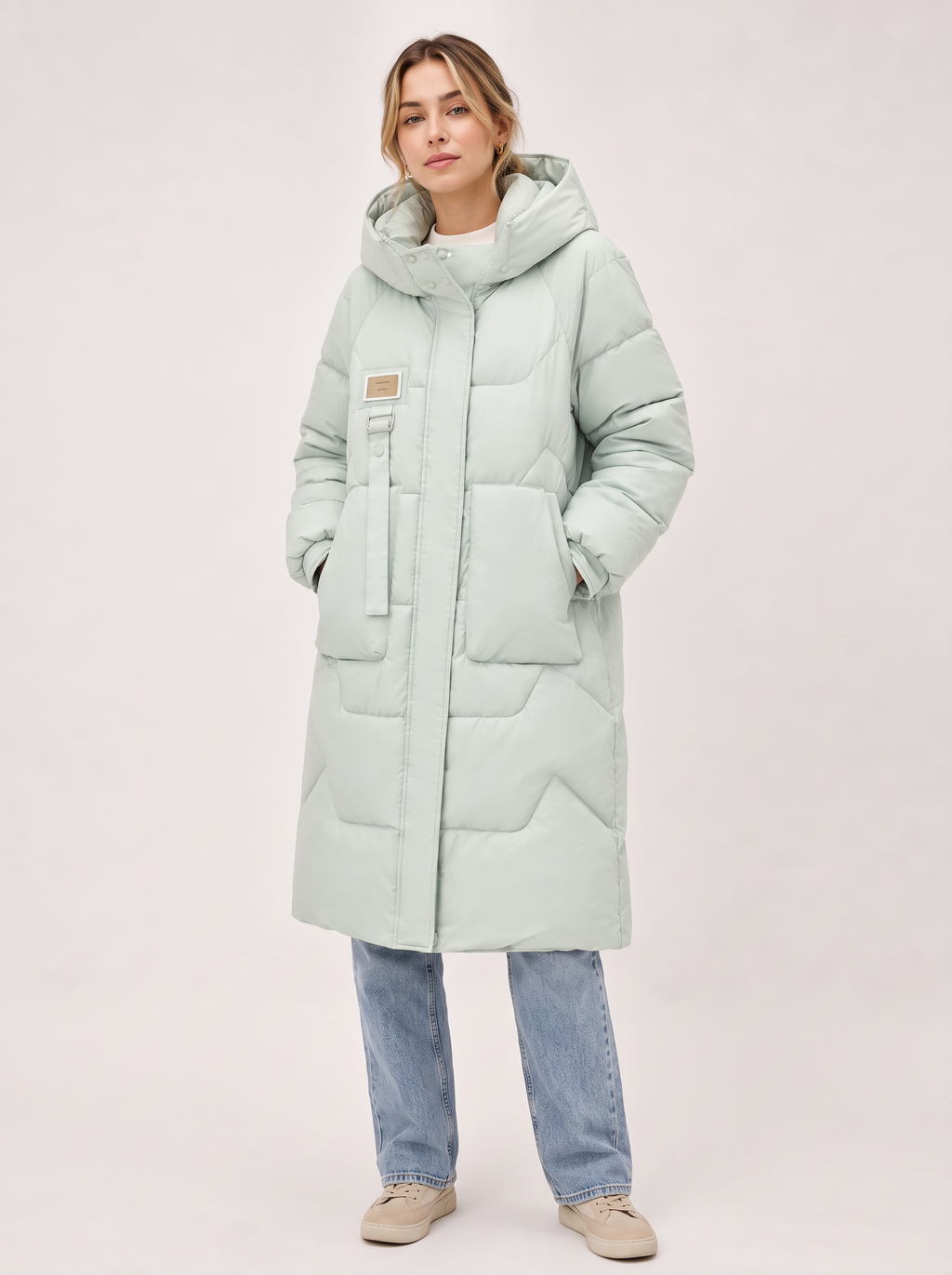 Quilted Puffer Coat with Detachable Hood