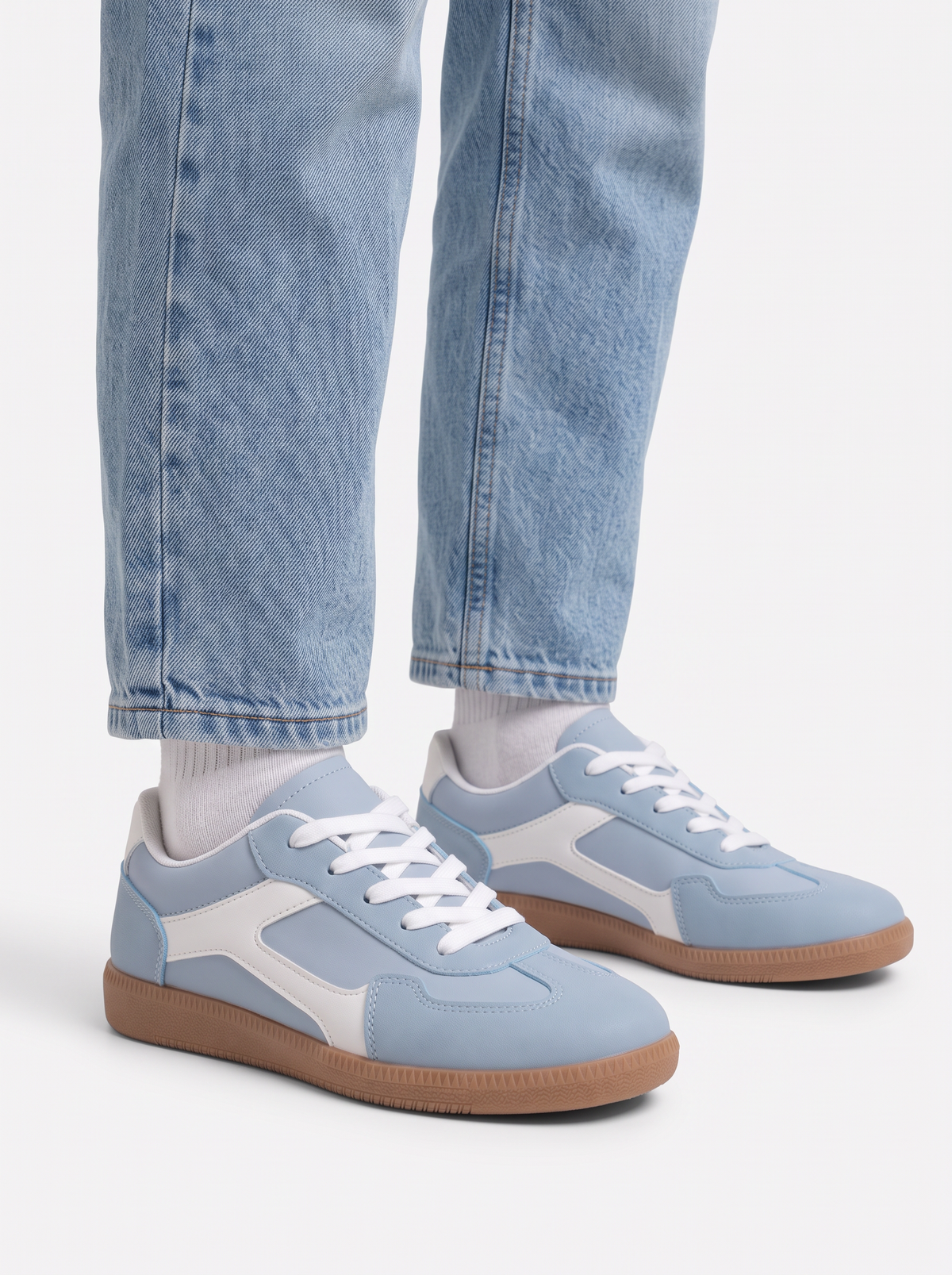 Two-Tone Panelled Retro Trainers