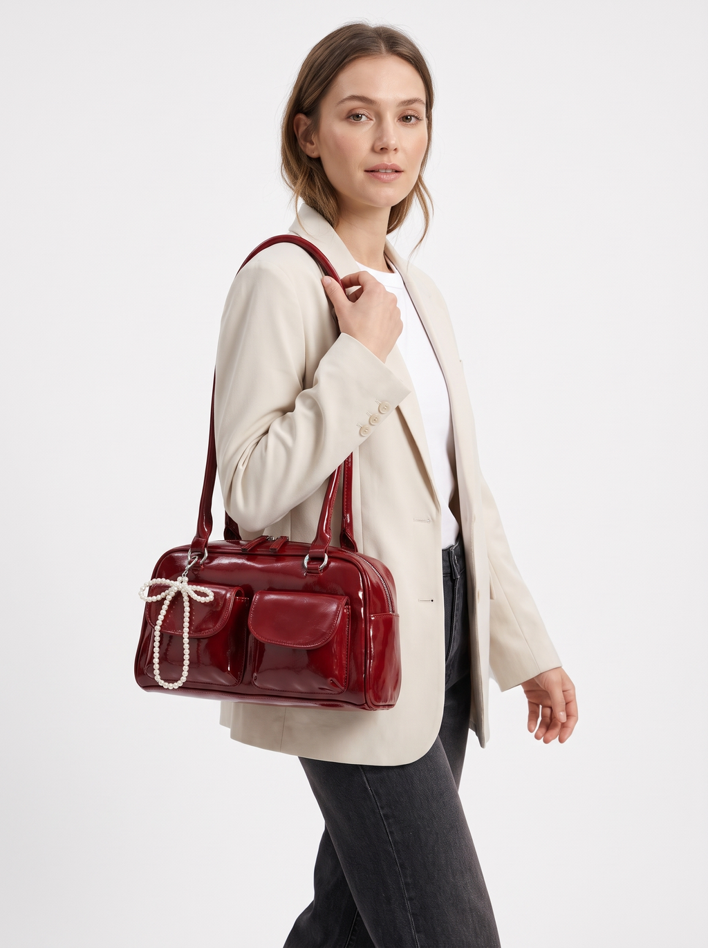 Compact Red Shoulder Bag