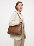 Compact Structured Shoulder Bag in Brown