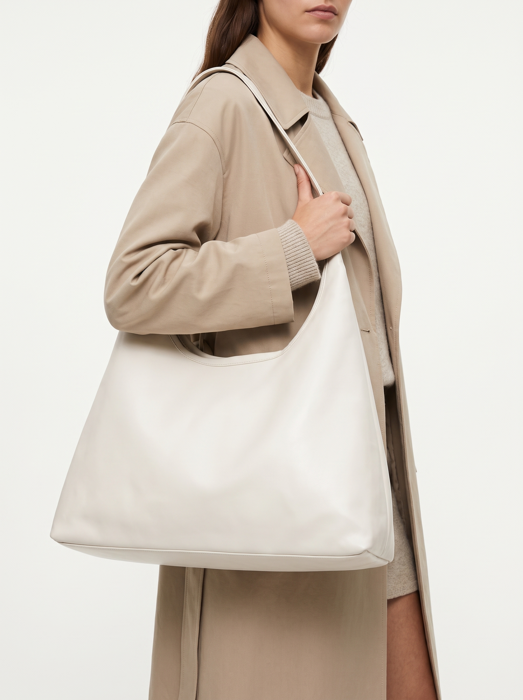 Slouchy White Hobo Tote