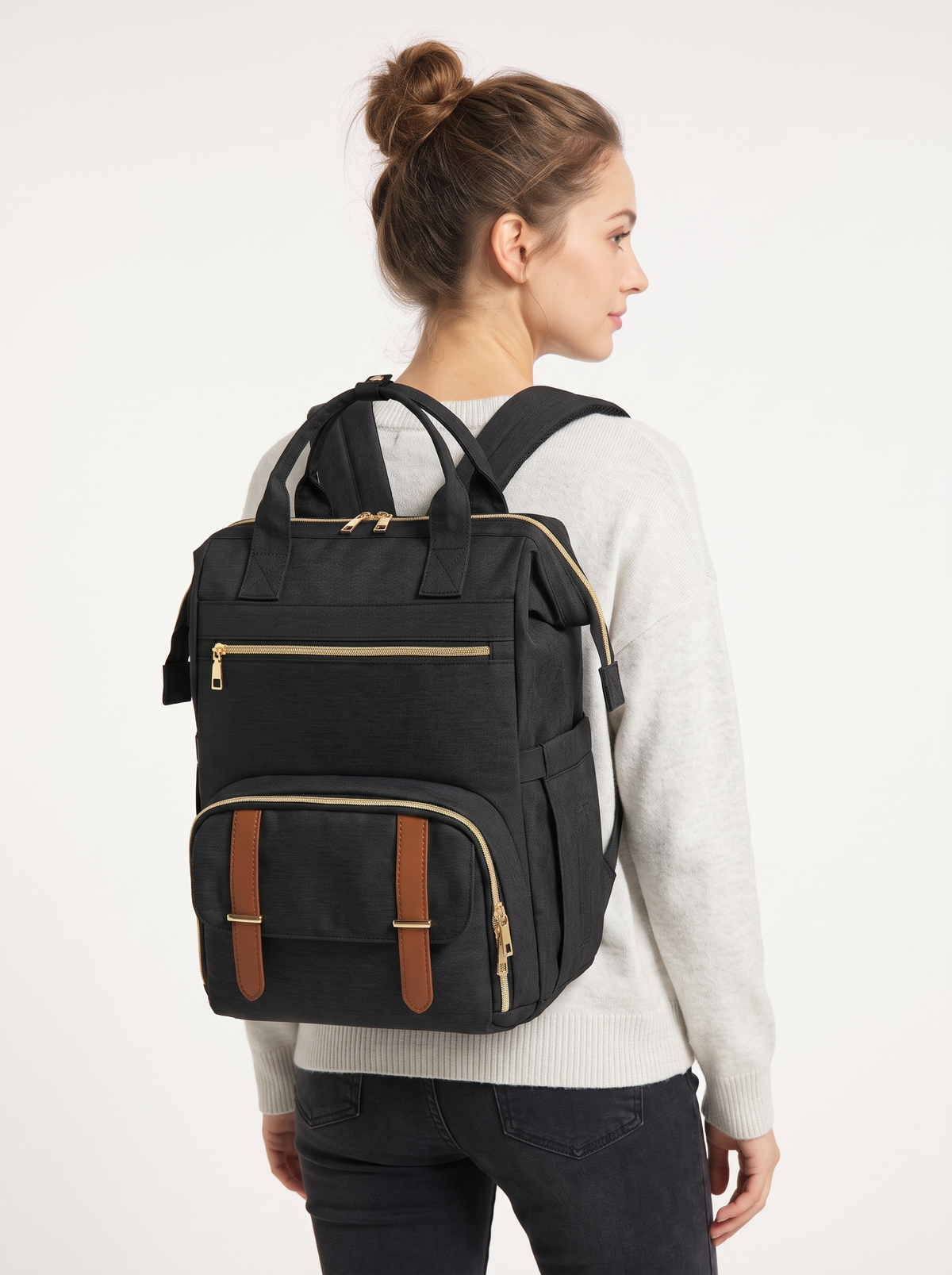2-in-1 Laptop Backpack with Detachable Lunch Box in Black