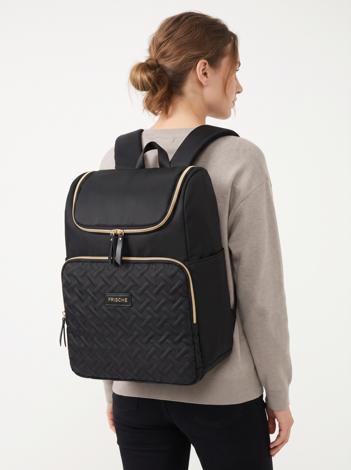 Insulated Quilted Lunch Backpack 17L in Black