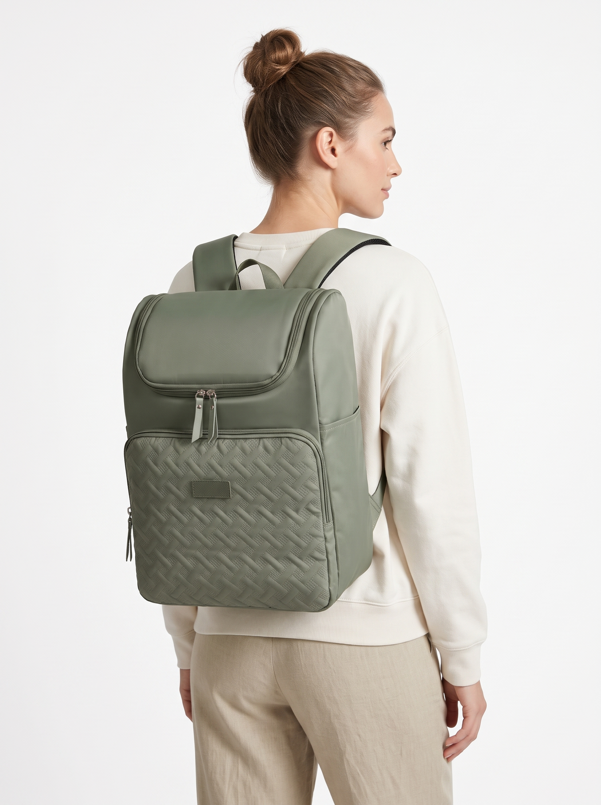 Insulated Quilted Lunch Backpack 17L in Green