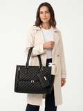 Quilted Insulated Lunch Work Tote in Black