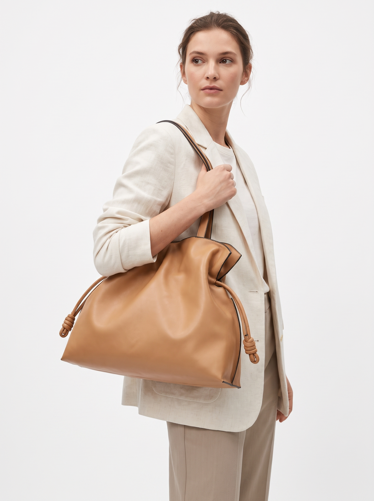 Ruched Leather Cloud Bag