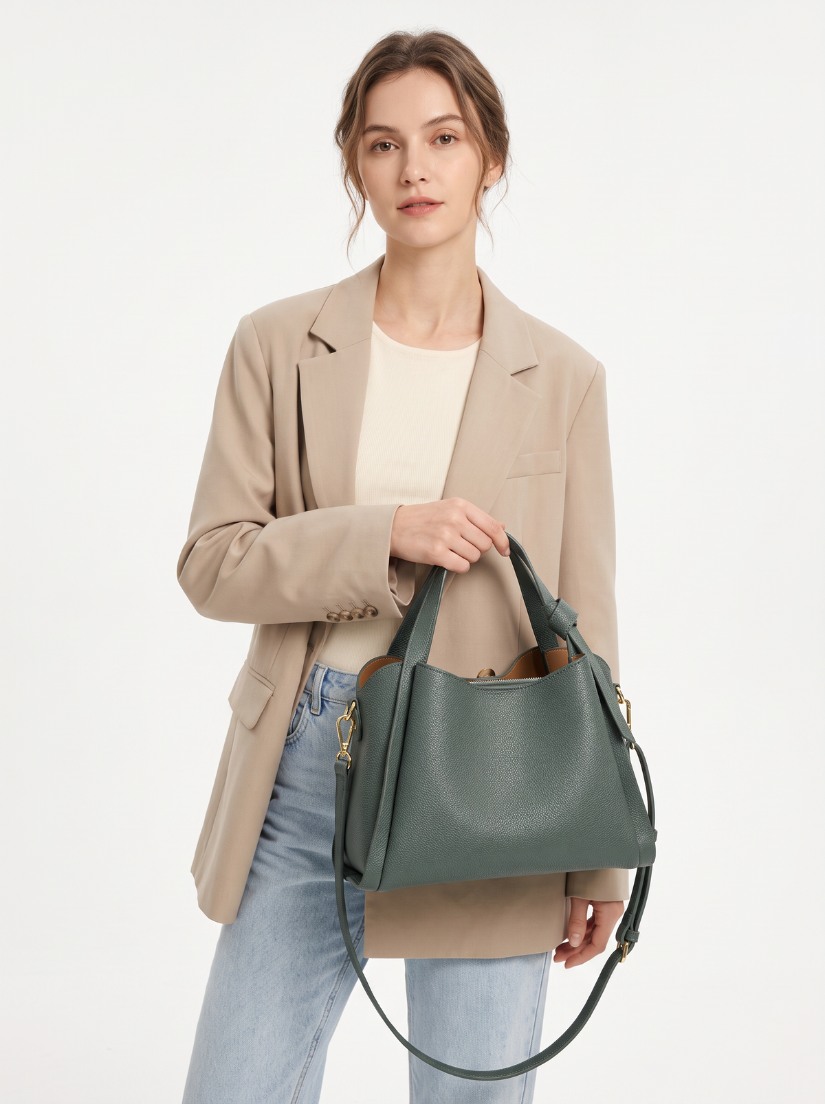 Compact Structured Shoulder Bag with Top Handles