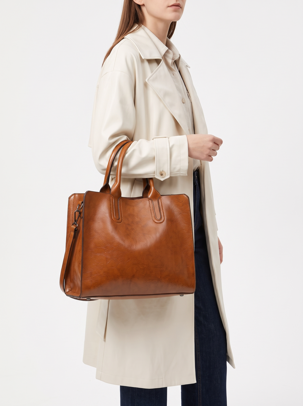 Structured Vegan Leather Tote