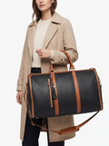Vegan Leather Weekender Bag 50L in Black and Brown