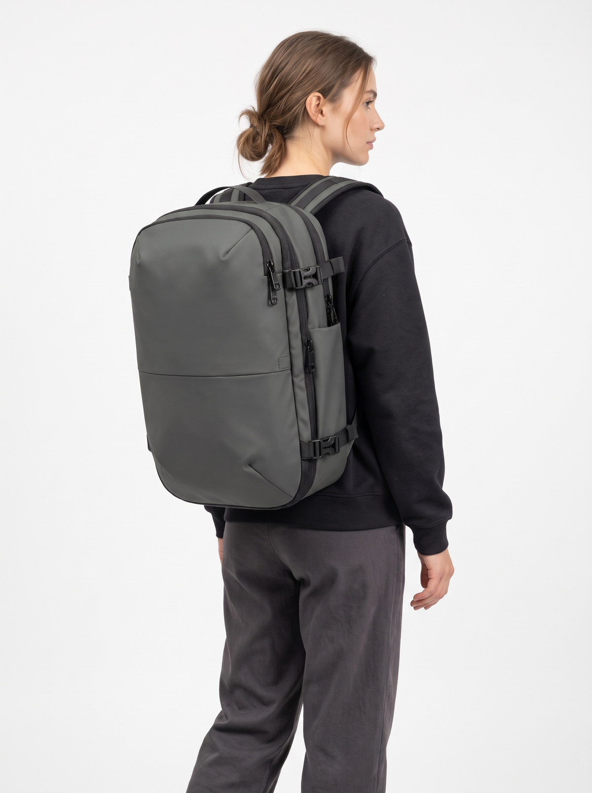 Water-Resistant Compression Travel Backpack 60L in Grey