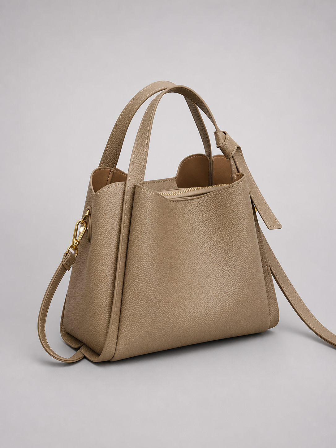 Compact Structured Shoulder Bag with Top Handles