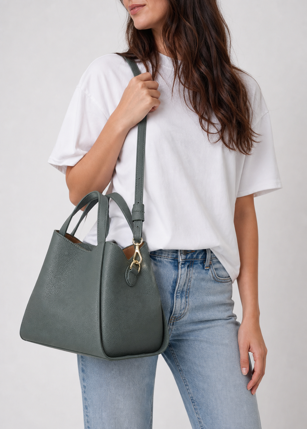 Compact Structured Shoulder Bag with Top Handles