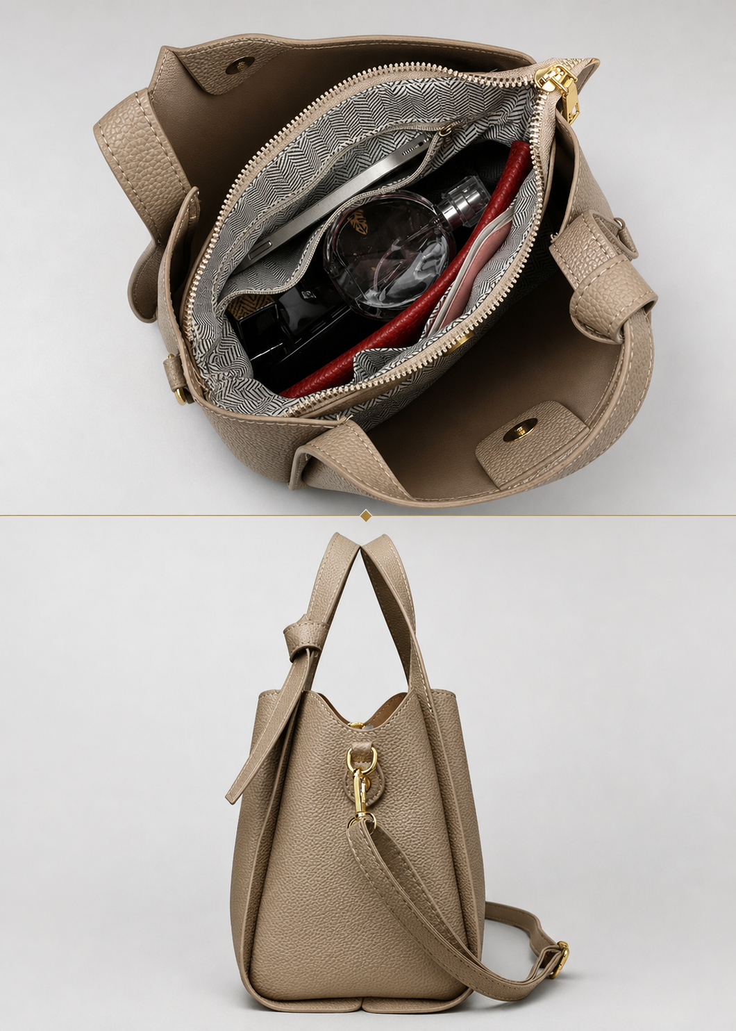 Compact Structured Shoulder Bag with Top Handles