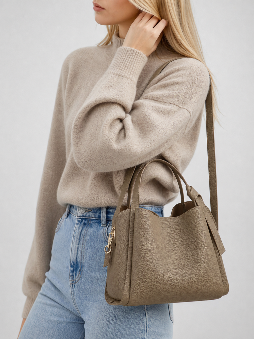 Compact Structured Shoulder Bag with Top Handles