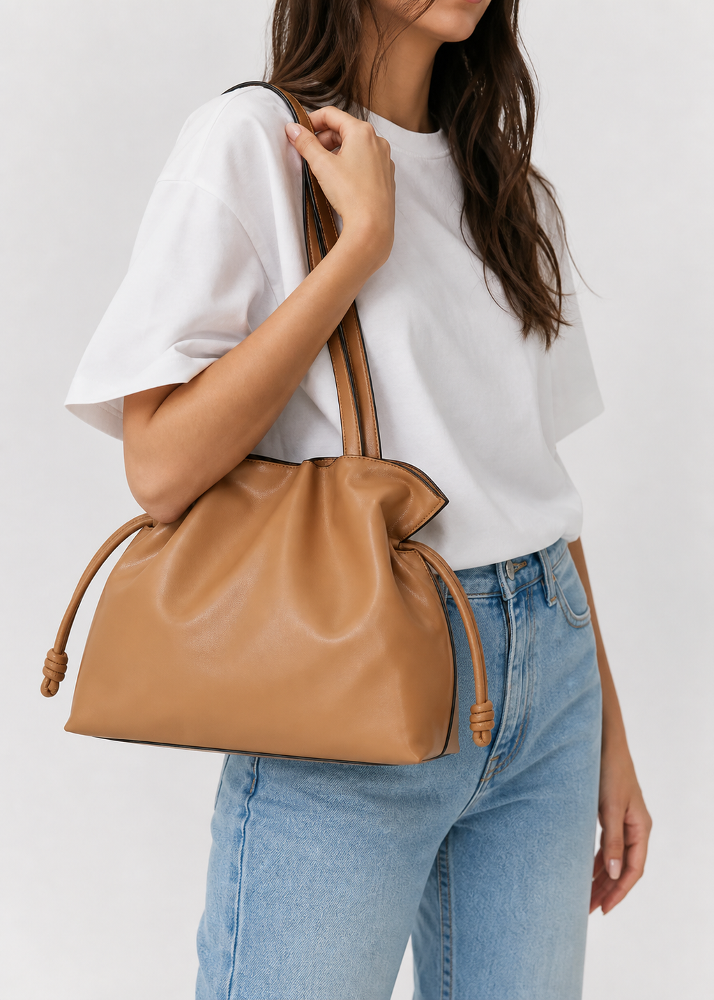 Ruched Leather Cloud Bag