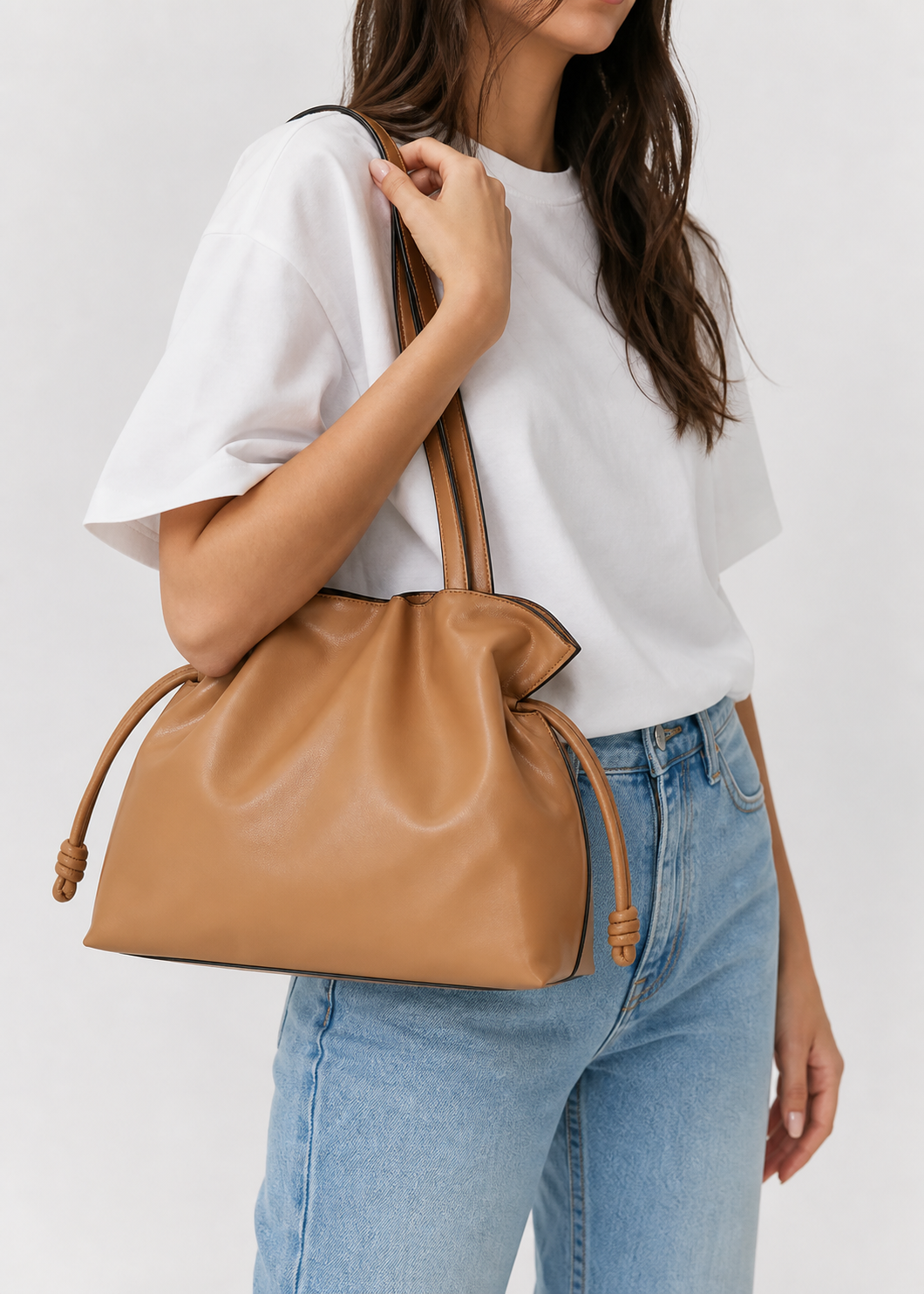 Ruched Leather Cloud Bag