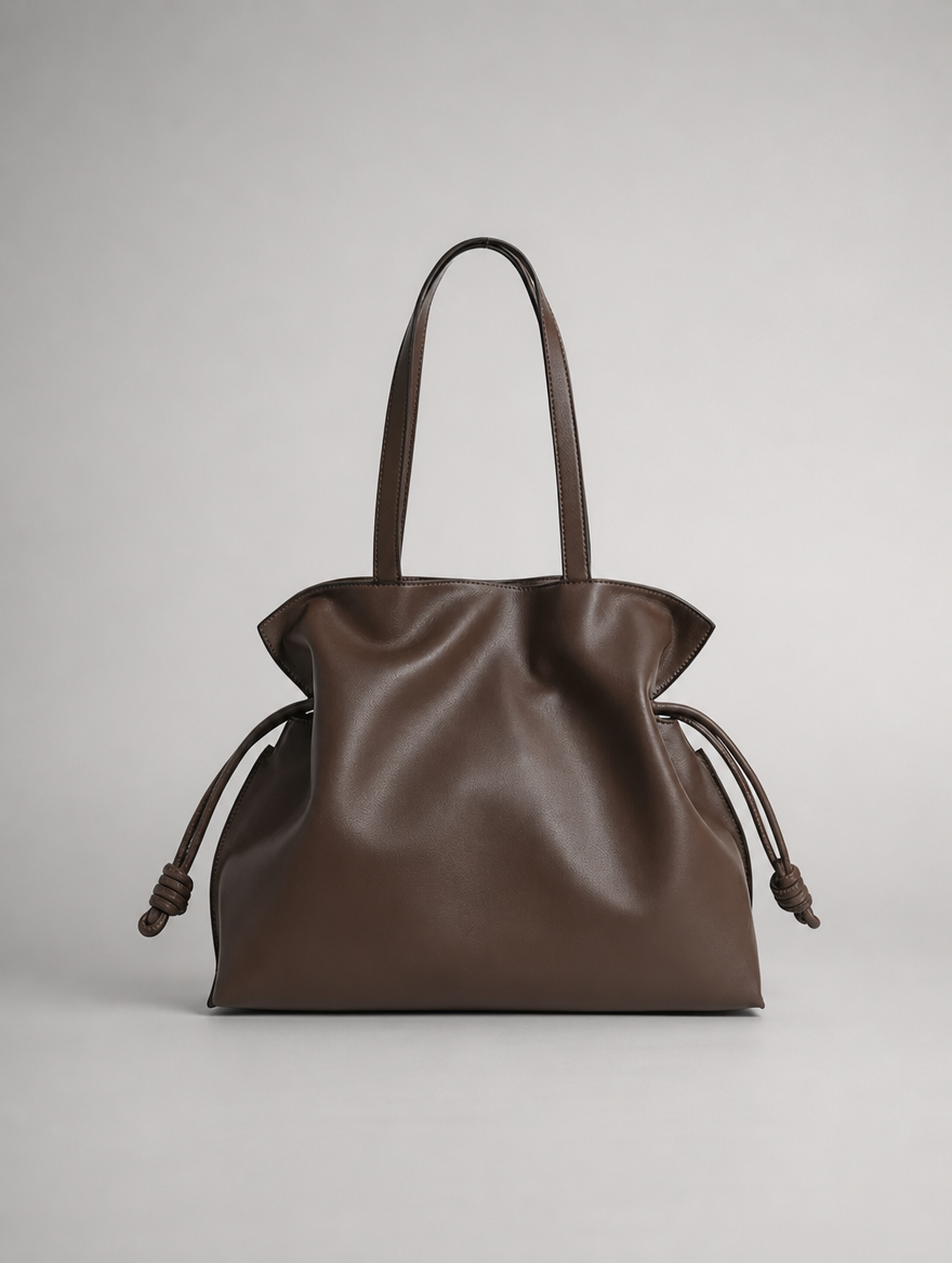 Ruched Leather Cloud Bag