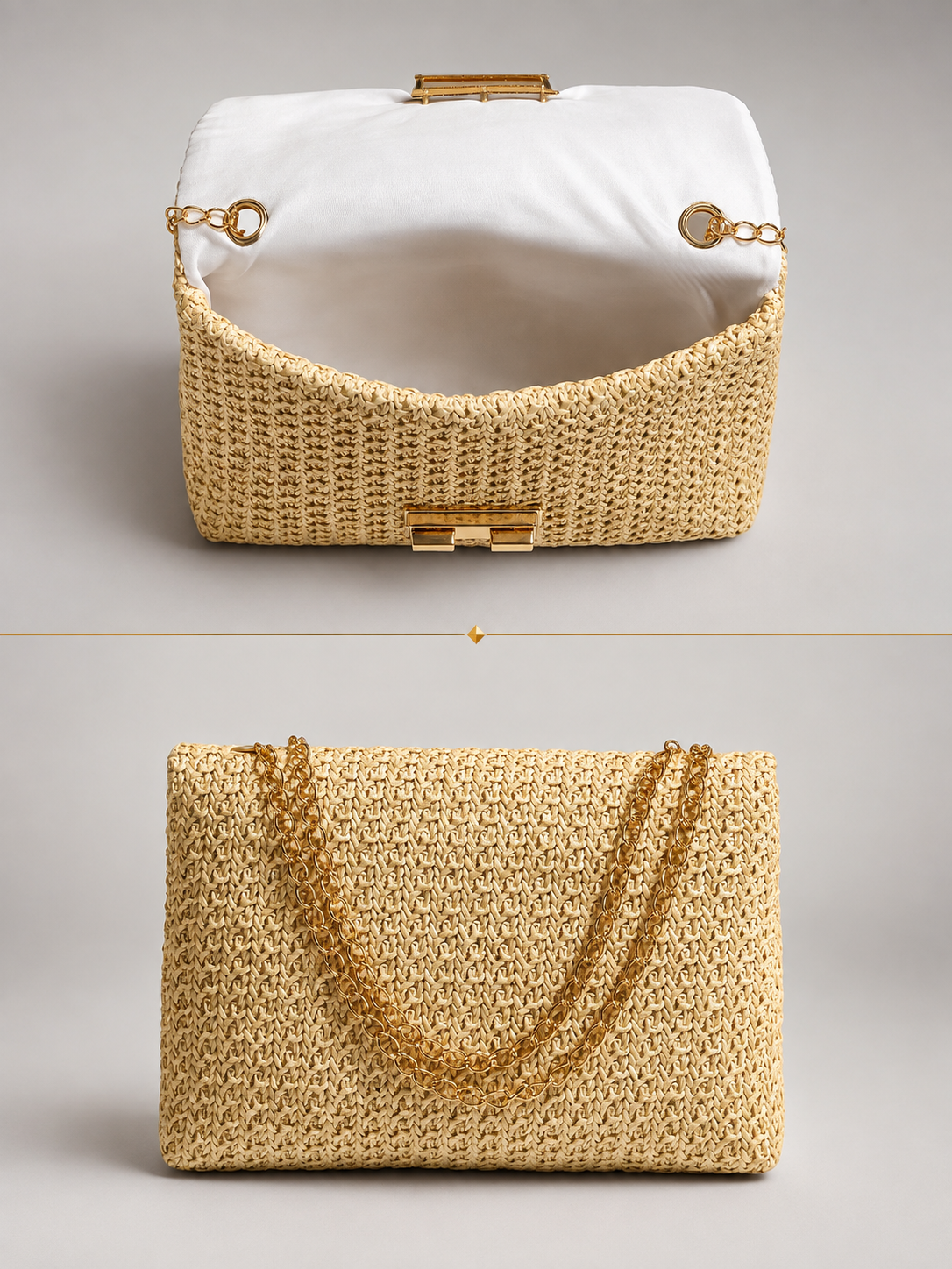 Woven Crossbody Clutch with Chain Strap