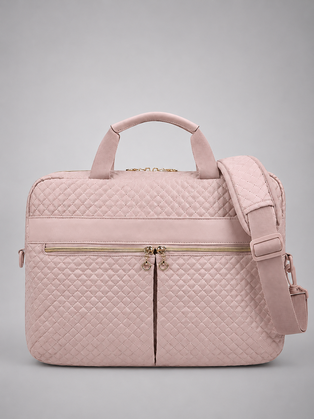Quilted Laptop Bag with Front Zip Pockets