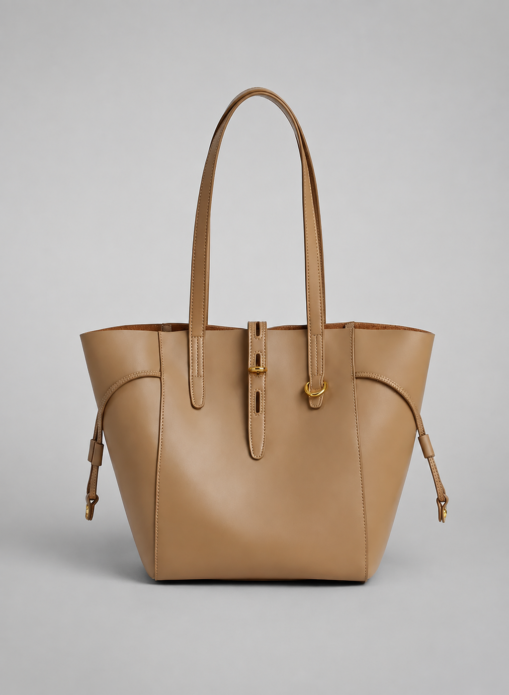 Winged Leather Tote with Removable Pouch