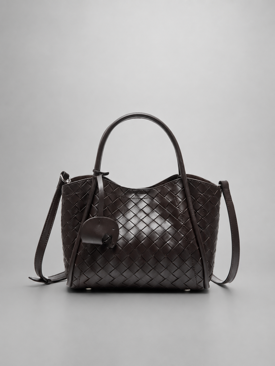 Woven Vegan Leather Mini Tote