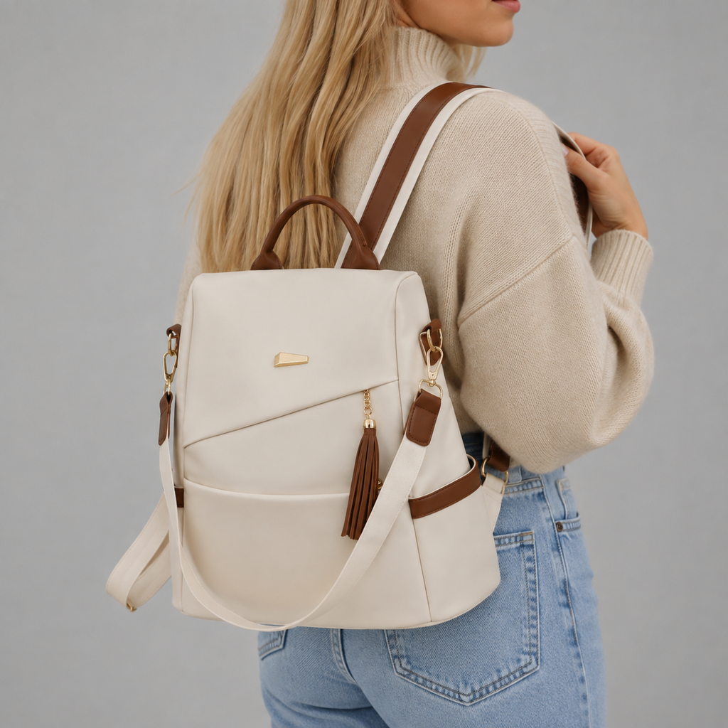 Nylon Backpack with Tassel Pocket