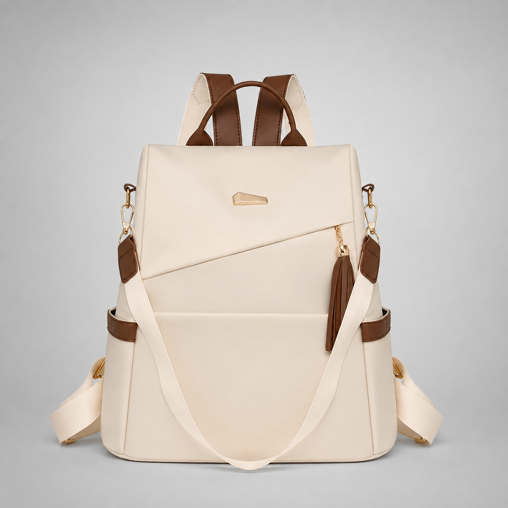 Nylon Backpack with Tassel Pocket