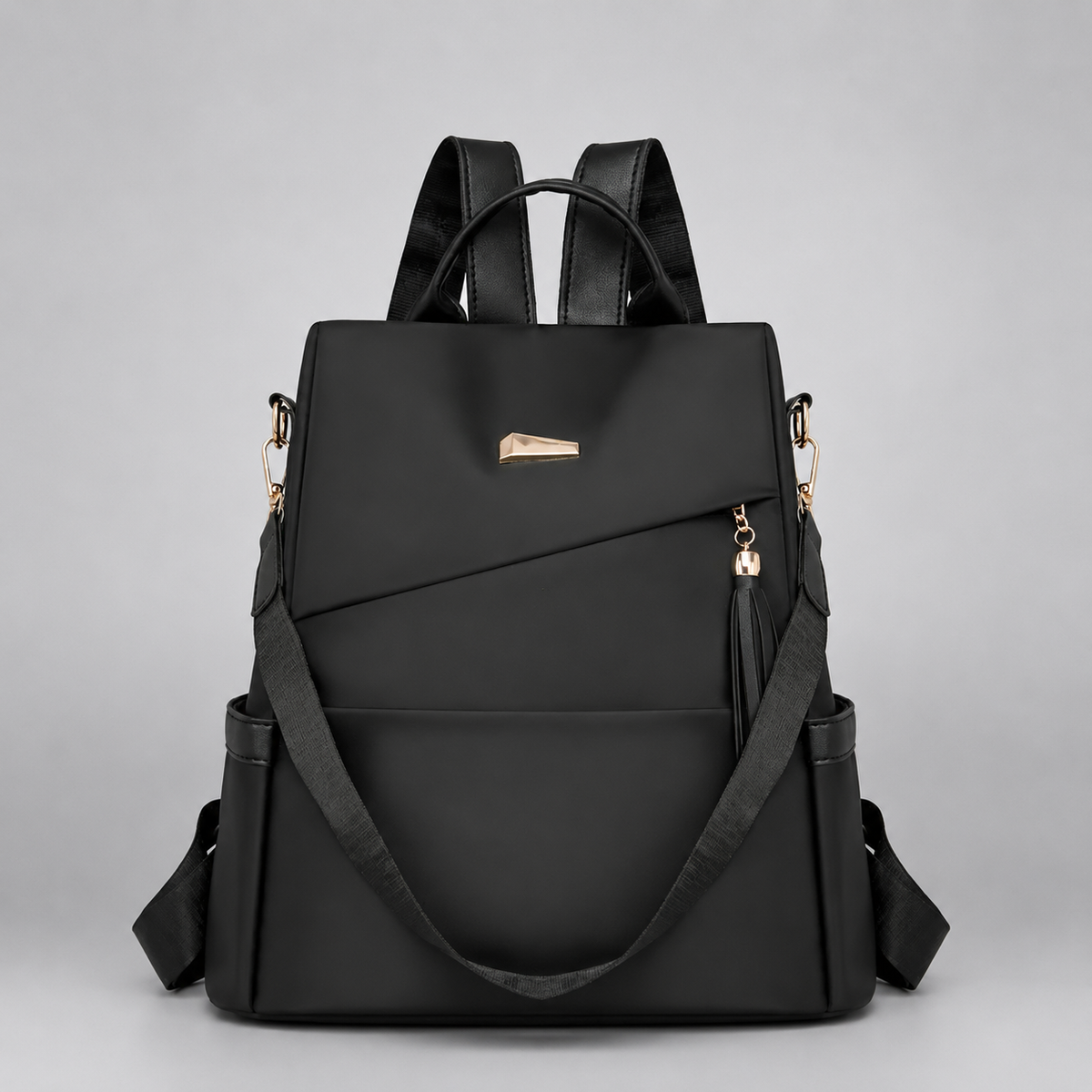 Nylon Backpack with Tassel Pocket