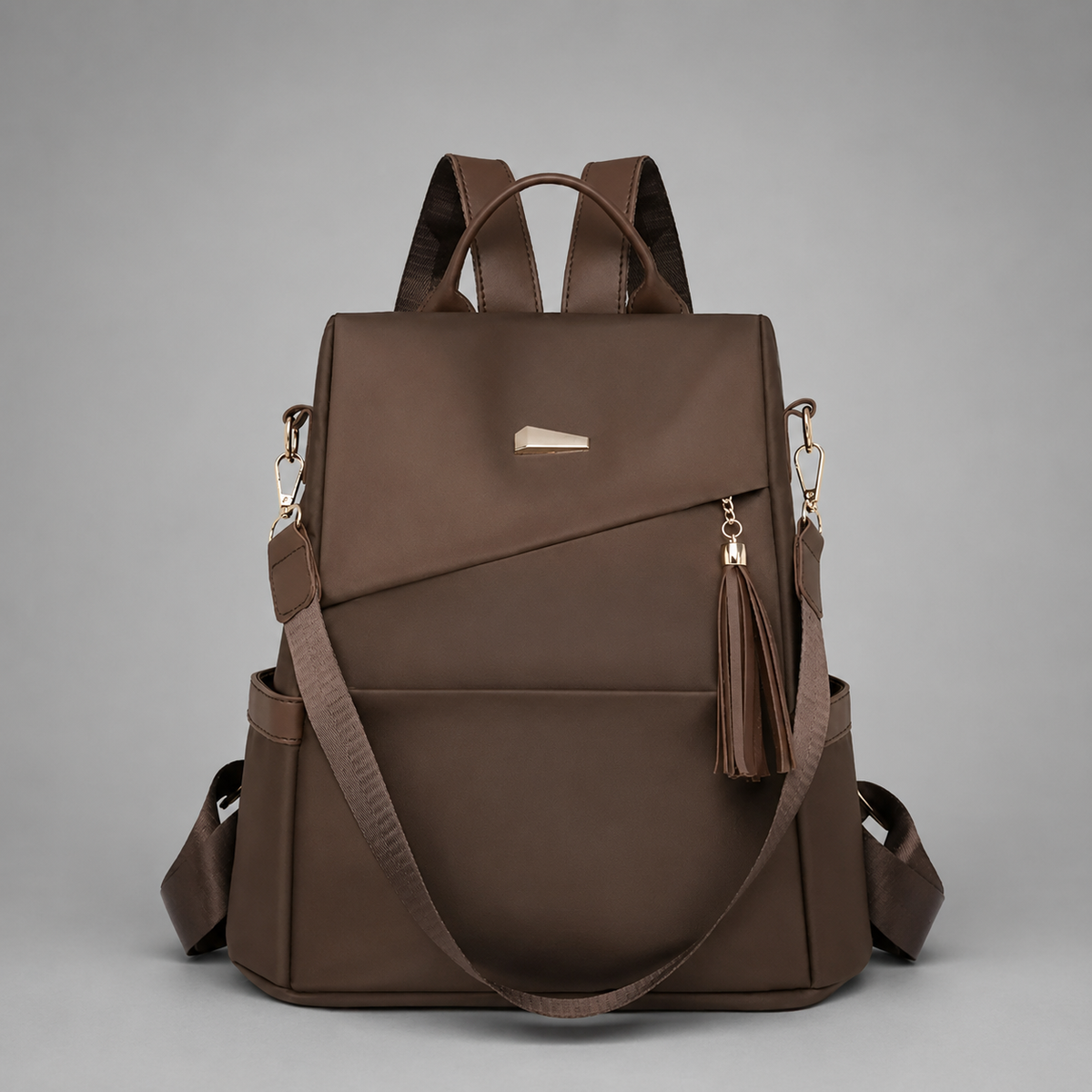 Nylon Backpack with Tassel Pocket