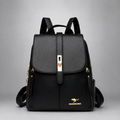 Structured Vegan Leather Backpack with Buckle Flap
