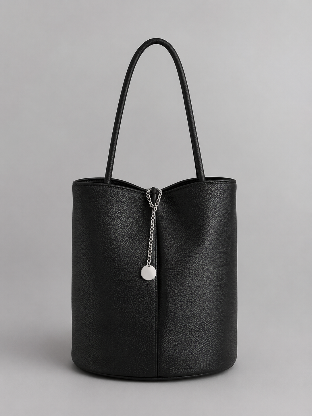 Cinched Vegan Leather Bucket Bag