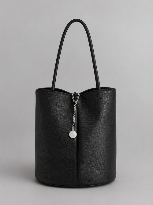 Cinched Vegan Leather Bucket Bag