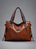 Soft Vegan Leather Tote with Belted Handles