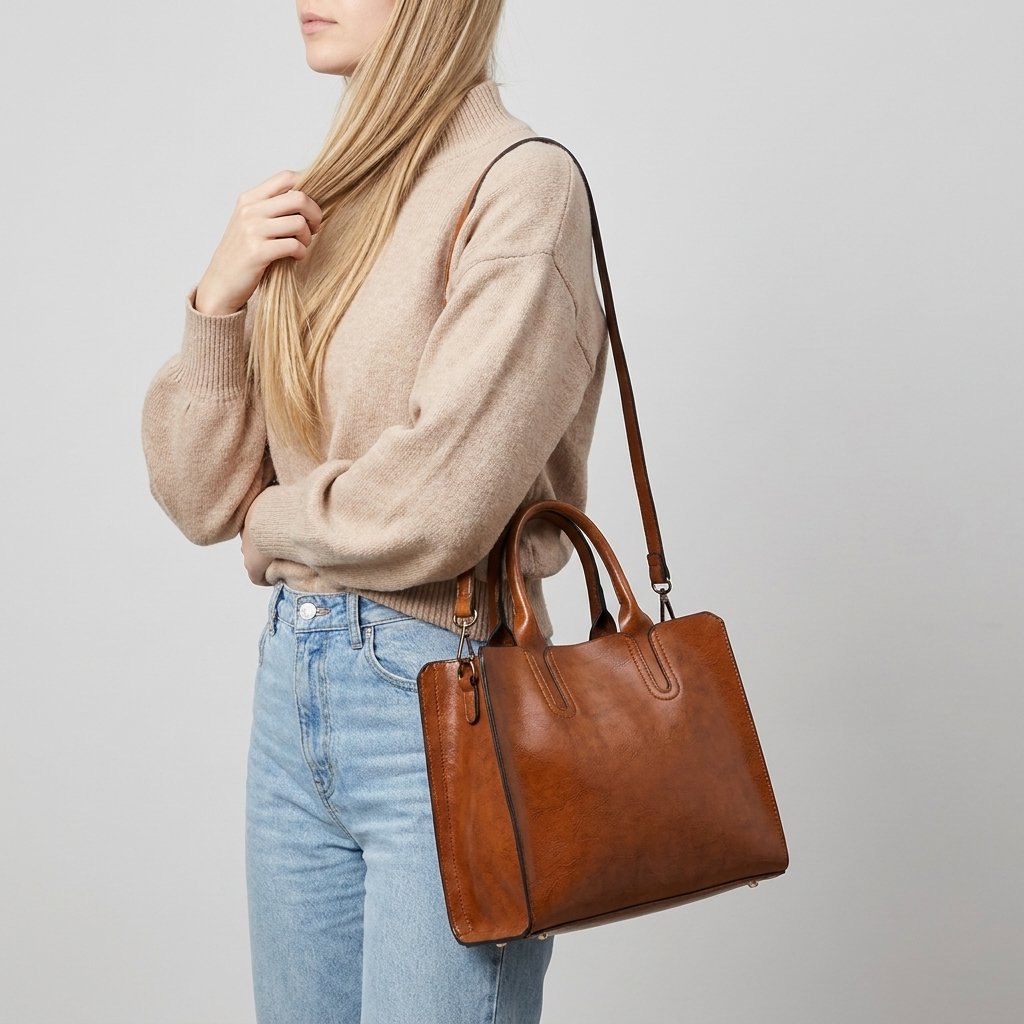 Structured Vegan Leather Tote