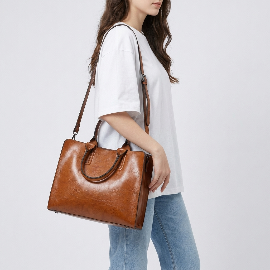 Structured Vegan Leather Tote