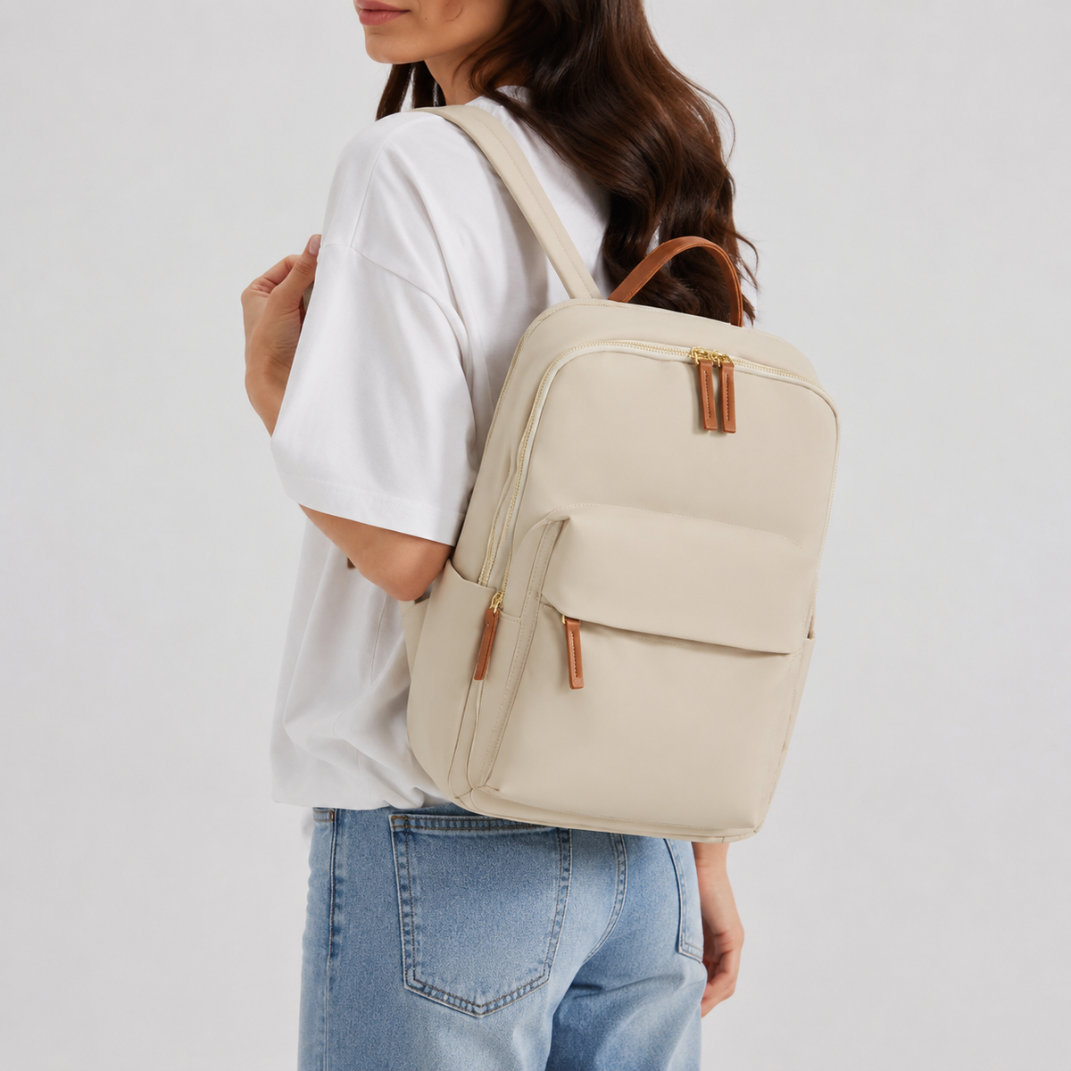 Laptop Backpack with Tan Trim