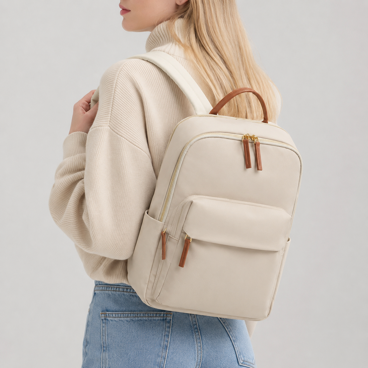 Laptop Backpack with Tan Trim