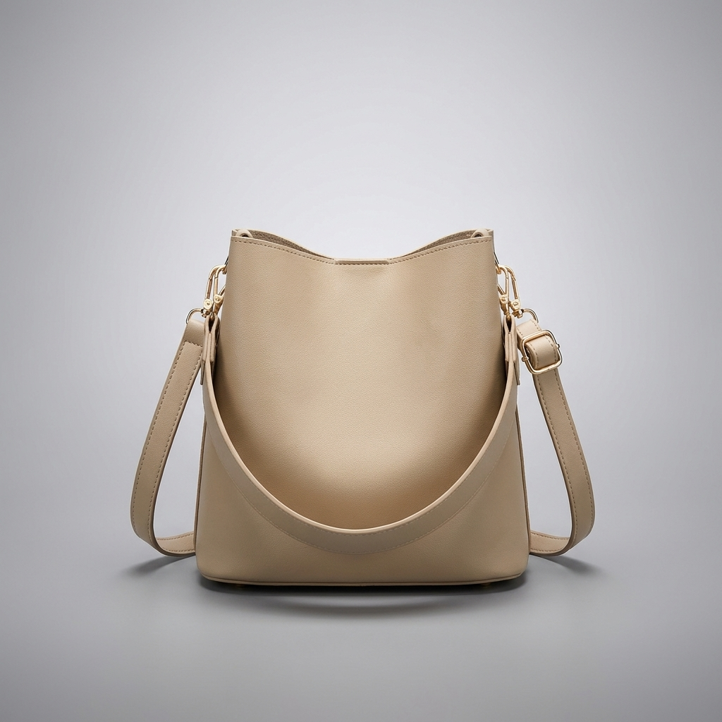 Minimalist Vegan Leather Bucket Bag with Tassel